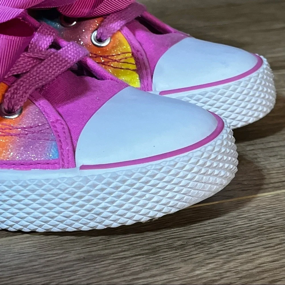 JoJo Siwa Legacee High Bow Sneaker‎ Shoes Rainbow Glitter Girl's Size 4 Lace Up